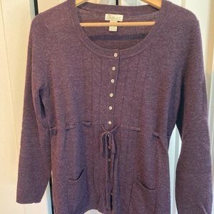 Plum Merino Wool Button Up Sweater
